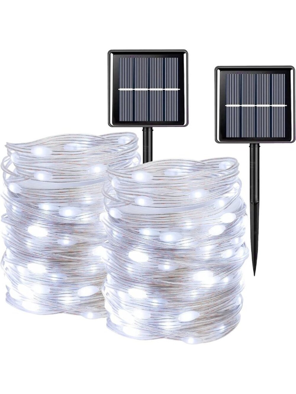 2 Pack 33ft Solar Fairy Lights - 100 LED Waterproof String Lights with 8 Modes